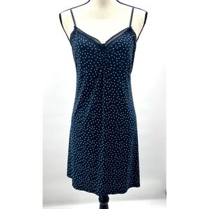 Whimsigoth Womens Medium Polka Dot Slip Dress Lace Trim Retro Cottage Fairy Prep